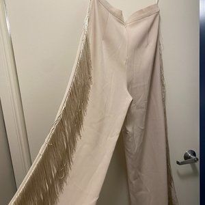 Gracias Cream Fringe Flare Pants